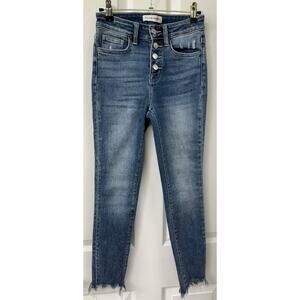 Flying Monkey size 25 button fly shark bite hem line denim jeans